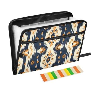 Imagem de Wassud Pasta organizadora de arquivos de papel A4 com padrão amarelo claro com etiquetas pasta de arquivo expansível com 13 bolsos