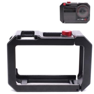 Imagem de Gaiola de câmera compatível com câmera DJI Action 5 Pro/Action 4/Action 3, suporte de suporte de câmera, estabilizador de equipamento DSLR de liga de alumínio com sapata fria e orifício ARRI de 0,6 cm