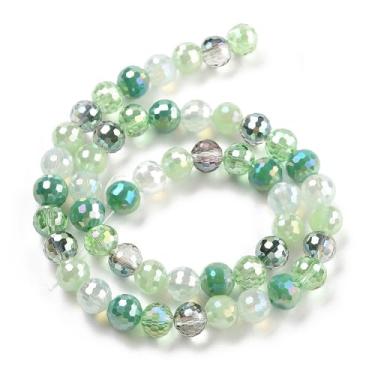 Imagem de 50 peças de contas de vidro facetadas galvanizadas de 8 mm contas de cristal redondas espaçadoras soltas para pulseira de amizade DIY, brincos, colares, joias, artesanato, suprimentos, cores mistas