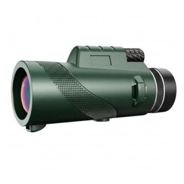 Imagem de Telescópio monocular compacto 10 x 40 para adultos - Mira verde militar HD de alta potência para observação de pássaros, caça, caminhadas, acampamento e viagens - Ótica portátil à prova d'água com