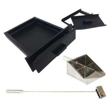 Imagem de Kit Gaveta Preta Vassoura Piaçava, Pá Cinza, Churrasqueira - INOX LAUR