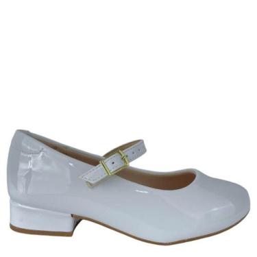 Imagem de Sapato Molekinha Infantil Feminino Verniz Fivela 2528101, Branco, 30