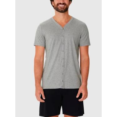 Imagem de Pijama Curto Malwee 1000130741 Masculino Com Botões Malha Algodão T. P