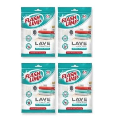 Imagem de Kit com 4 Lenço Lave Sem Manchar Anti Mancha Flash Limp - Flashlimp