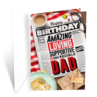 Imagem de Prime Greetings Cartão de aniversário de pai, feito nos EUA, ecológico, cartolina grossa com envelope premium 12,7 cm x 19,7 cm, embalado em correio de apresentação