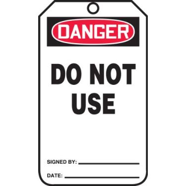 Imagem de Accuform Etiqueta de segurança MDT217LTM HS-LAMINATE, legenda "DANGER Do Not Use", 14,6 cm de comprimento x 8,3 cm de largura x 0,1 cm de espessura, vermelho/preto sobre branco (pacote com 5)