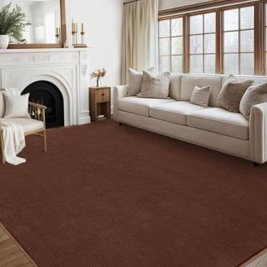 Imagem de COZYLOOM Tapete de área lavável, 20 x 25 cm, moderno, minimalista, marrom, com suporte antiderrapante, tapete macio e fofo para sala de estar, tapete felpudo dobrável para quarto de bebê