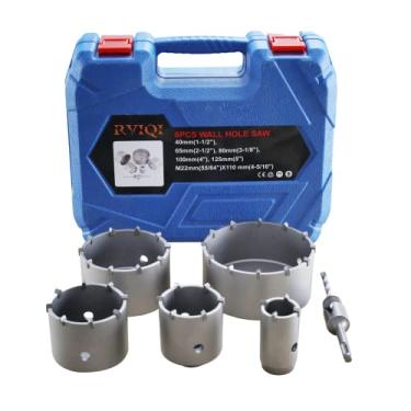 Imagem de RVIQI Conjunto de 6 peças de serra de concreto, aço de tungstênio SDS Plus haste de alvenaria para abertura de furo de parede para tijolo, concreto, pedra de cimento