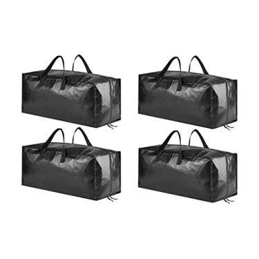 Imagem de SpaceAid Bolsas de mudança resistentes, bolsas de armazenamento extragrandes com alças de mochila, alças e zíperes fortes, alternativa para caixas de mudança, embalagem e suprimentos de mudança, preto