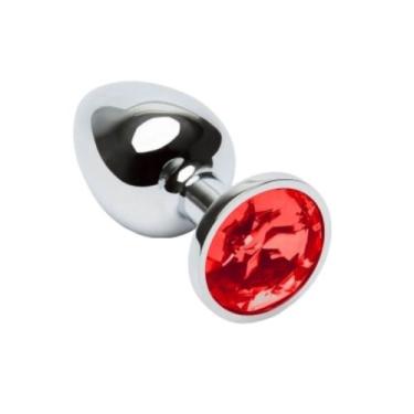 Imagem de Plug anal de metal joia tamanho m medio - SEXY IMPORT, VERMELHO