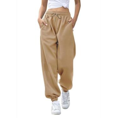 Imagem de Calça de moletom feminina Gvraslvet, cintura alta, preta