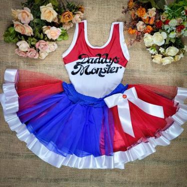 Imagem de Conjunto Body e Saia Adulto Fantasia de Carnaval Arlequin Arlequina - 