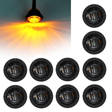 Imagem de FXC Luz LED redonda de 10 x 1,9 cm Luz indicadora de luz frontal traseira para caminhão, carro, ônibus, trailer, vans, caravanas, barco, luz traseira de freio (âmbar fumado, 12 V)