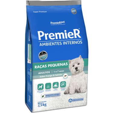 Imagem de Ração Premier Pet Ambientes Internos Cães Adultos Frango e Salmão - 7,5 Kg