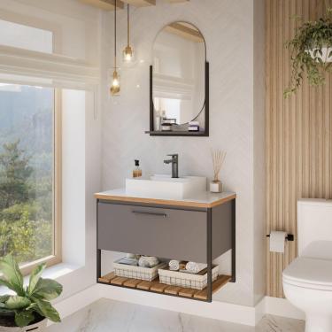 Imagem de Gabinete para Banheiro com Cuba 80cm Palermo MGM Móveis Titanium