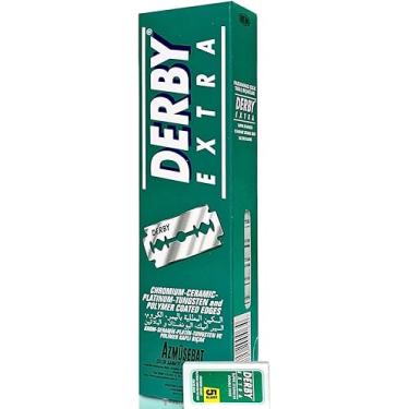 Imagem de 100 lâminas de barbear de borda dupla "Derby Extra Professional" para navalha reta