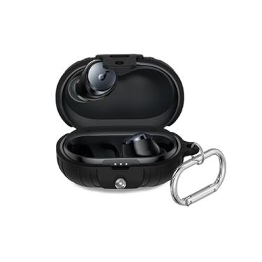 Imagem de SKPY Capa protetora com trava de segurança e absorção de choque compatível com Anker Soundcore Space A40 com mosquetão para meninos, meninas, mulheres, homens e adolescentes