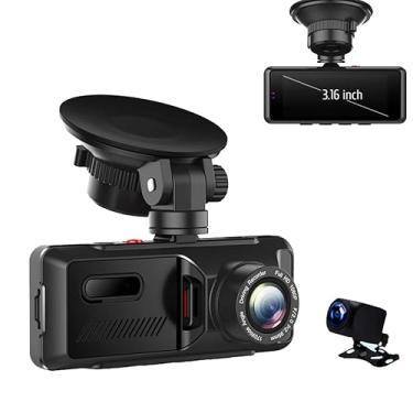 Imagem de XRC TECH Câmera de painel de lente dupla de 8,16 cm, HD 1080P frontal e traseiro para carros, rastreador GPS embutido, monitoramento de estacionamento, segurança de emergência, visão noturna, gravador