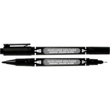 Imagem de Caneta para CD 1MM MM100 Ponta Dupla Preta - Caixa com 12 Unidades - G