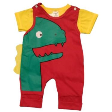 Imagem de Jardineira dinossauro roupa para Bebê menino - Duda Baby Shop , Vermel
