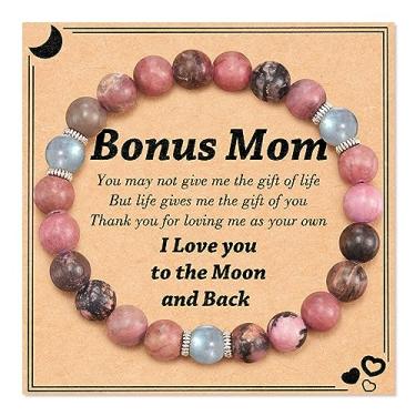 Imagem de Tarsus Pulseira de pedra natural para mãe/avó/irmã/tia/bônus para mãe, contas de pedra da lua, pulseira feita à mão, presentes de aniversário de Natal para mulheres, Pedra, Sem pedras preciosas