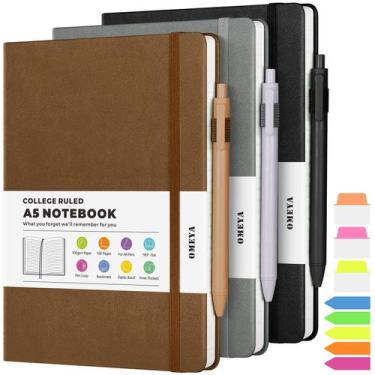 Imagem de Notebook Journal OMEYA A5 - 160 Páginas (Pacote com 3) - Pautado
