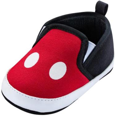 Imagem de Sapatos Infantis Disney Mickey Mouse Vermelhos e Pretos - Tamanho 9-12