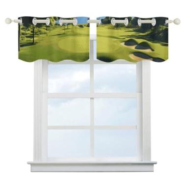 Imagem de Cortina blackout para campo de golfe, escurecimento de quarto, cortinas de janela curtas, isolamento térmico, para cozinha, sala de jantar, quarto, 2 painéis 132 x 46 cm