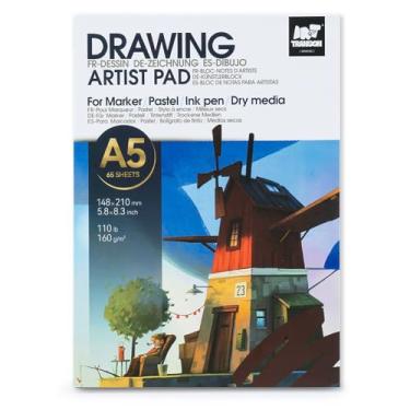 Imagem de TRANSON Bloco de anotações Artist Mix Media Sketchbook, 14,7 x 21,1 cm, 65 folhas de papéis de arte A5, 49,9 kg/160gsm para pintura, desenho e esboço