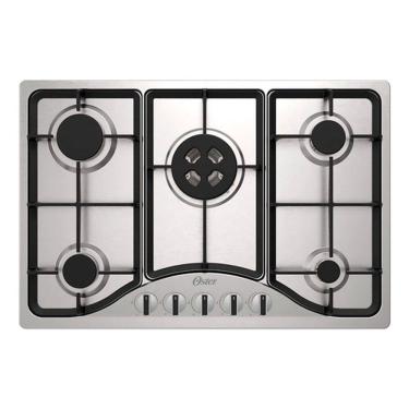 Imagem de Cooktop A Gas 5 Bocas Profissional Inox Bivolt 76x51cm Oster