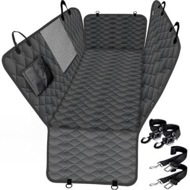 Imagem de Lassie Capas de assento de carro de caminhão para cachorro banco traseiro, rede de carro impermeável para caminhão com 2 cintos de segurança e sacos de armazenamento, protetores de assento de caminhão para F150 F250 Ram 1500 2500 Silverado Sierra Tundra