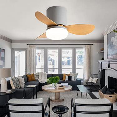 Imagem de Ventilador de teto infantil com iluminação e luz pendente silenciosa remota moderna 6 velocidades de vento mutáveis com temperatura de 3 cores luz regulável para sala de estar, quarto, quart