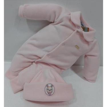Imagem de Kit Luxo Touca + Macacão Soft Bebê Menina Zafielo Ref 552  - Rosa - RN ( 0 - 1 MES )-Feminino