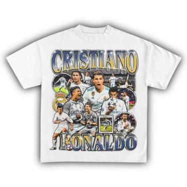 Imagem de Camiseta Retrô Unissex Feminina De Algodão Cristiano Ronaldo, Manga Cu