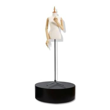 Imagem de Suporte de pedestal redondo para decoração de eventos, rodapé de exibição de madeira preta para loja de noivas, manequim, vitrine de sapatos e bolsas, 40 x 15 cm, plataforma de exibição de base