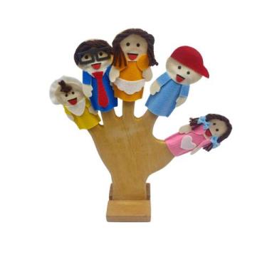 Imagem de Dedoches Familia Branca Morena Contar Histórias Brinquedo em Feltro Lú