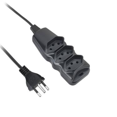 Imagem de Extensão Elétrica 3m 3 Tomadas Bivolt Cabo Tripolar 250V 10A Preta Elgin