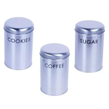 Imagem de Lata2 Decorativas Mantimentos Café Açúcar Cookies 3 peças