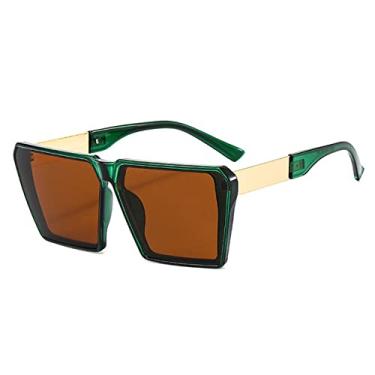 Imagem de Óculos de sol grandes quadrados femininos retrô de peça única óculos de sol coloridos para senhoras tons UV400 óculos unissex, C3 verde, marrom, tamanho único