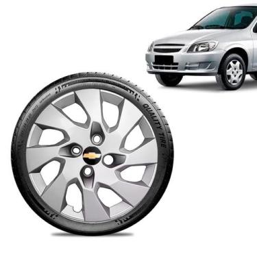 Imagem de Calota Chevrolet Gm Celta Aro 13 Prata Emblema Preto - Gfm - Calota