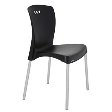 Imagem de Cadeira Tramontina Mona Summa em Polipropileno Preto com Pernas de Alumínio Anodizado