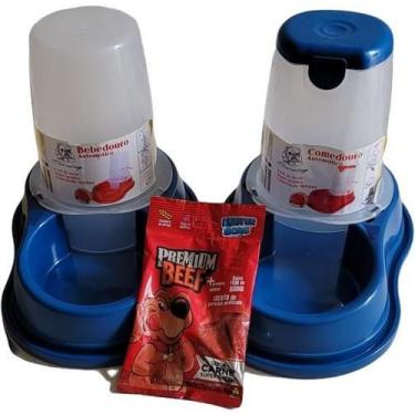 Imagem de Comedouro e Bebedouro Automático 1600 ml - BURDOG, AZUL + BIFINHO