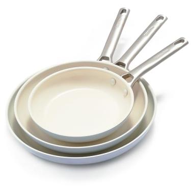 Imagem de GreenPan Conjunto de frigideiras Padova azul claro de cerâmica antiaderente 20,3 cm, 25,4 cm e 30,5 cm