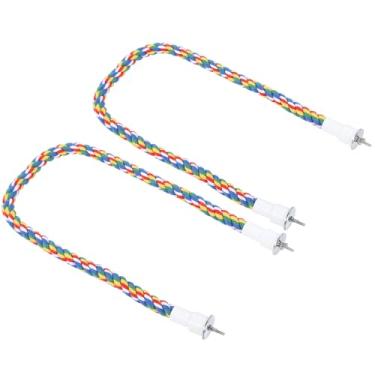 Imagem de Poleiros de Corda para Pássaros Coloridos, Brinquedo de Mastigar, Papagaio, Suporte Espiral para Gaiola de Animais de Estimação (60CM)