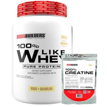 Imagem de Kit 100% Like Whey 900g + 100% Creatina 500g - BODYBUILDERS (Médio, Baunilha)