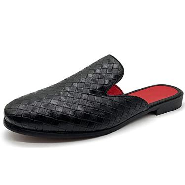 Imagem de youxiaoyou Pantufas masculinas de camurça, mocassins de veludo, frente única, sandálias tamanho 7-13, Preto 1, 39