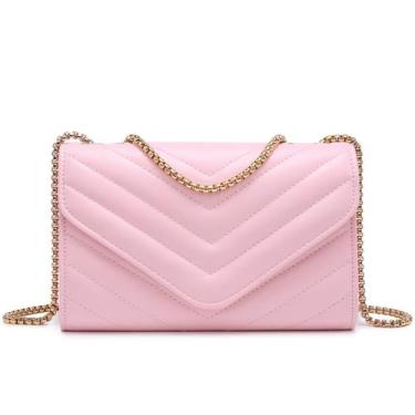 Imagem de Bolsa tiracolo feminina Dasein pequena acolchoada rosa noturno