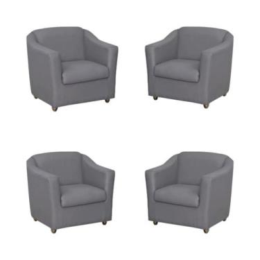 Imagem de Kit 4 Poltronas Decorativa Reforçada Recepção Clinica Salão material s