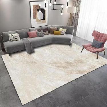 Imagem de Tapete estilo lavagem a tinta para decoração de sala de estar, mesas de centro para casa, sofá, tapetes duráveis e laváveis para quarto (3,2 x 5,2 pés (100 x 160 cm)/sem fiapos - 11)