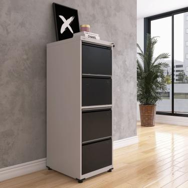 Imagem de Gaveteiro Arquivo De Aço 4 Gavetas Of04sltcm Cinza/preto